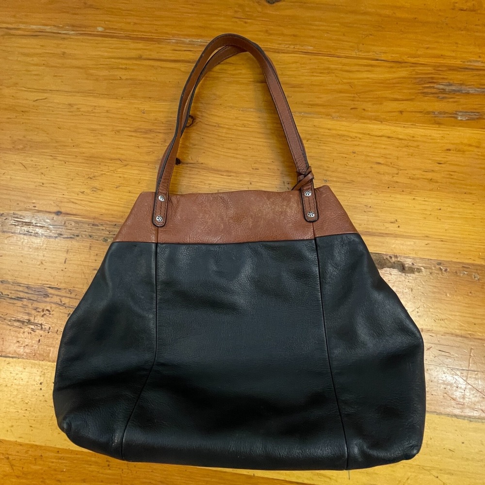 Brighton Pebbled Leather Shoulder Bag Black Brown Leopard Lining‎ Handbag Supple - Picture 11 of 13